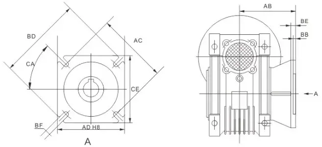 Ep Nmrv Worm Gearbox With Output Flange